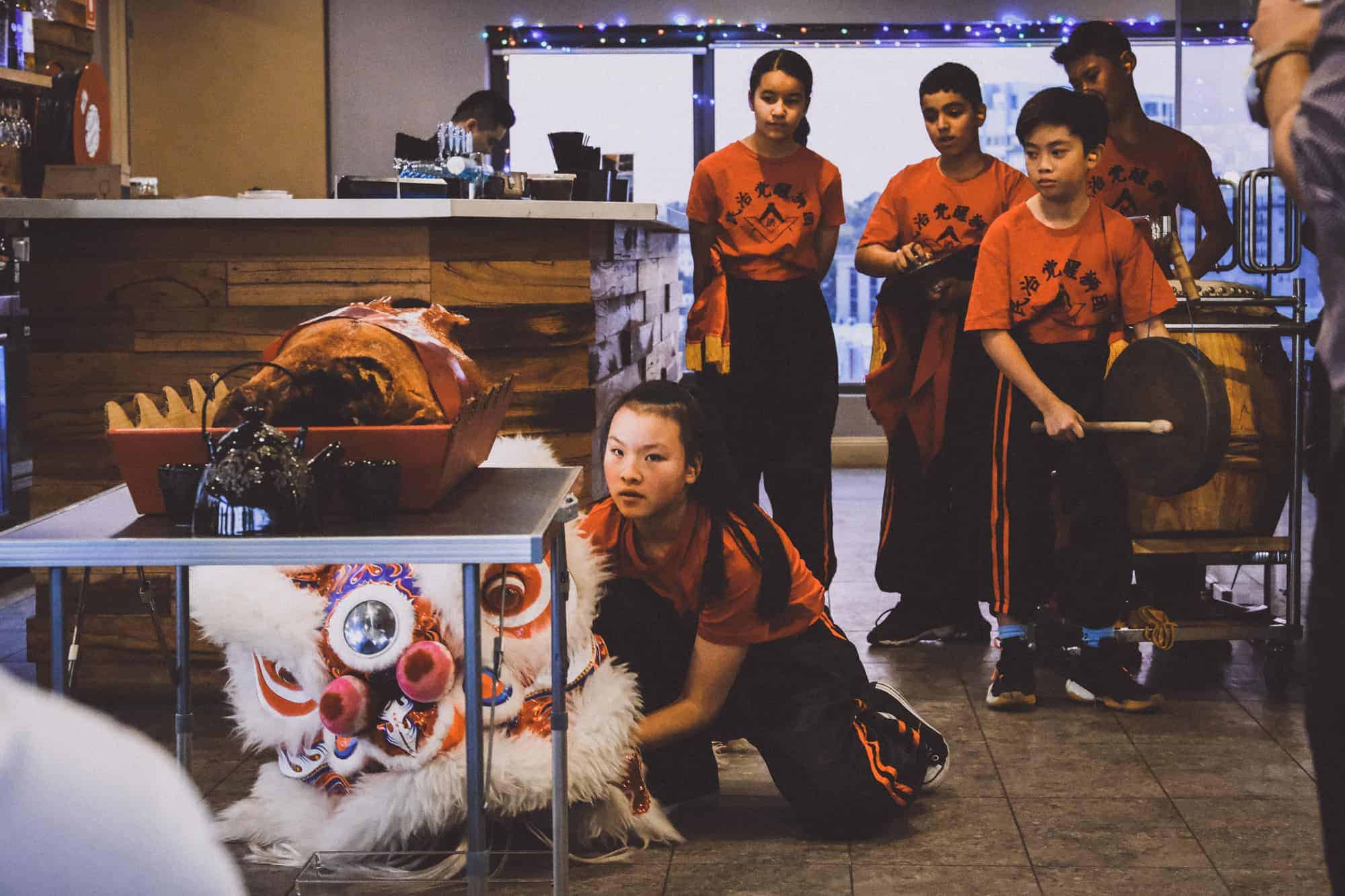 kids lion dancing